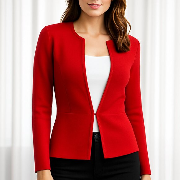 White House Black Market Sweaters - White House Black Market Red Open-Front Sweater